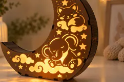 Sleepy Animals Moon Lantern SVG Laser Cut Files Product Image 3