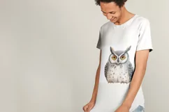Cute Horned Owl Bird Baby Watercolor Handmade illustration Product Image 3