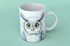 Cute Horned Owl Bird Baby Watercolor Handmade illustration Product Image 3
