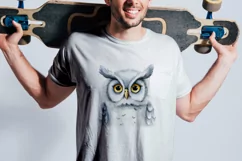 Cute Horned Owl Bird Baby Watercolor Handmade illustration Product Image 1
