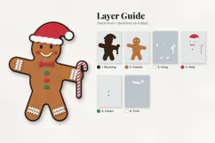 3D Layered Gingerbread Man SVG Christmas Paper Cut File Product Image 6
