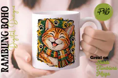 Happy Tabby Vintage Kitty Scarf Framed Product Image 2