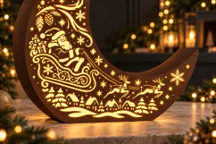 Santa and Reindeer Moon Lantern SVG Laser Cut Files Product Image 3