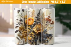 3D Flower 20 OZ Skinny Tumbler Sublimation | Herbarium PNG Product Image 1