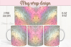 Pink Halloween gold patterns iridescent mug wrap design png Product Image 1