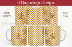 Christmas snowflakes mug wraps png|Golden sublimation design Product Image 1