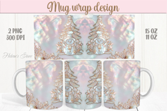 Christmas snowman mug wraps png | Pink &amp; gold mug design Product Image 1
