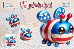 3D bees in American flag colors clipart |Independence Day Product Image 1