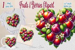Ripe juicy plums heart clipart | Summer sweet food Product Image 1