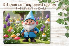 3d gnome in spring garden kitchen chopping board sublimation Product Image 1