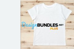 T-Shirt mockup white blank wooden background stock photo Product Image 1