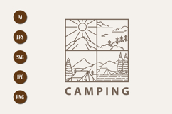 Monoline Illustration of Various Camping and Nature Scenes Product Image 1