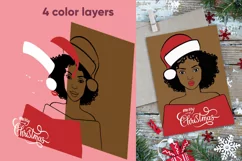 Black woman svg, christmas svg cut files. christmas card svg Product Image 2