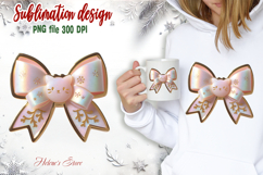 Christmas coquette bows design|Gold Pink bow T-shirt clipart Product Image 2