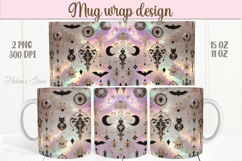 Pink Halloween gold patterns iridescent mug wrap design png Product Image 1