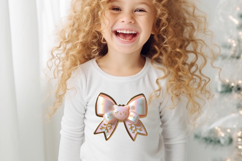 Christmas coquette bows design|Gold Pink bow T-shirt clipart Product Image 4