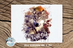 Watercolor Wolf Wild Soul | PNG and JPG | Sublimation Product Image 1