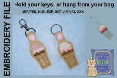ITH Ice Cream Cone Vinyl Key Fob or Bag Tag - Snap Tab Product Image 1