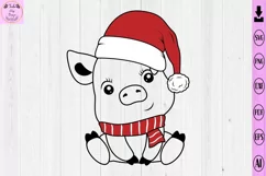 Baby Pig Santa Hat Svg Christmas Svg Christmas Animal Svg Product Image 1
