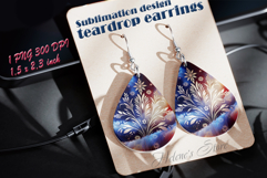 USA flag Patriotic teardrop earrings sublimation designs png Product Image 4