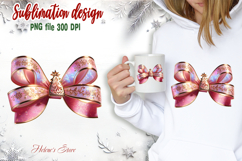 Christmas coquette bows design|Gold Pink bow T-shirt clipart Product Image 1