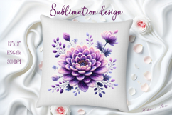 Violet yarn crochet floral Clipart|Purple knitted flower png Product Image 1