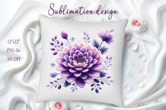 Violet yarn crochet floral Clipart|Purple knitted flower png Product Image 1