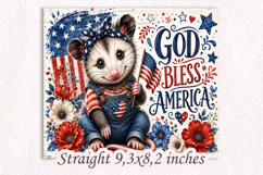 God Bless America Opossum 20oz Tumbler Wrap PNG Product Image 2