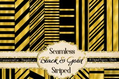 16 Black and Gold Seamless Striped Pattern Digital Papers Product Image 2