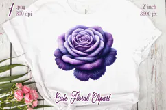 Violet yarn crochet rose Clipart| Purple knitted flower png Product Image 1