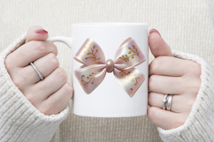 Christmas coquette bows design|Gold Pink bow T-shirt clipart Product Image 3