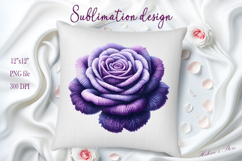 Violet yarn crochet rose Clipart| Purple knitted flower png Product Image 2