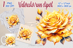 Watercolor Aesthetic Roses Clipart | Amazing yellow Flower Product Image 1