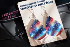 USA flag Patriotic teardrop earrings sublimation designs png Product Image 5