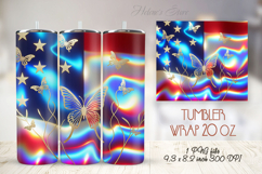 USA Patriotic tumbler wrap 20oz | Fourth of July holiday png Product Image 1