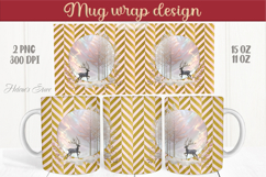 Christmas deer mug wraps png | Golden sublimation design Product Image 1