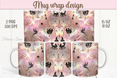 Cute pink Halloween patterns iridescent mug wrap design png Product Image 1