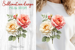 Summer flowers sublimation design png | Cute roses clipart Product Image 1