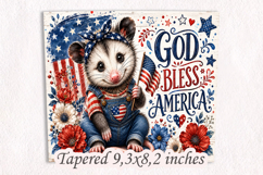 God Bless America Opossum 20oz Tumbler Wrap PNG Product Image 3