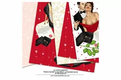 Valentines Day Couple Love Digital Paper Red Dress Girl Fash Product Image 3