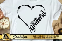 Grateful SVG PNG EPS DXF Thanksgiving SVG Floral Heart SVG Product Image 1