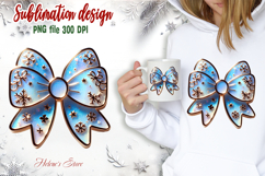 Christmas coquette bows design|Gold blue bow T-shirt clipart Product Image 2