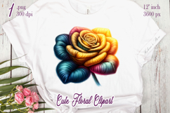 Cute yarn crochet Roses Clipart |Yellow knitted flower png Product Image 2