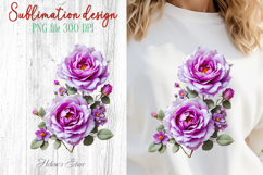 Summer flowers sublimation design png | Cute roses clipart Product Image 1