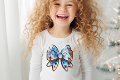 Christmas coquette bows design|Gold blue bow T-shirt clipart Product Image 4