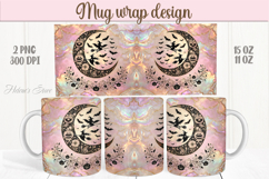Cute pink Halloween patterns iridescent mug wrap design png Product Image 1
