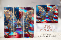 USA Patriotic tumbler wrap 20oz | Fourth of July holiday png Product Image 1