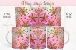 Christmas snowflakes mug wraps png | Pink &amp; gold mug design Product Image 1