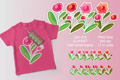 Sketches Flowers Clipart for Stickers PNG files Set of 8 Product Image 7