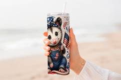 God Bless America Opossum 20oz Tumbler Wrap PNG Product Image 5